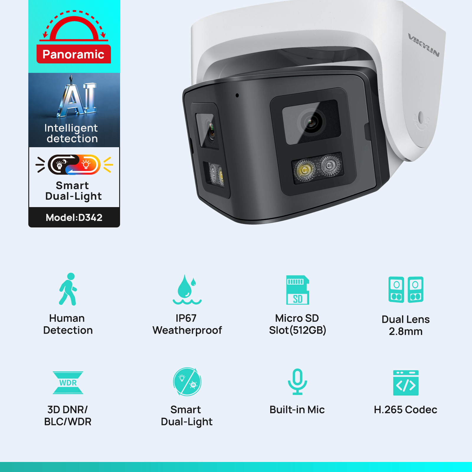 Vikylin 4MP Panoramic Dual Len - Smart Home Hikvision 评论和价格