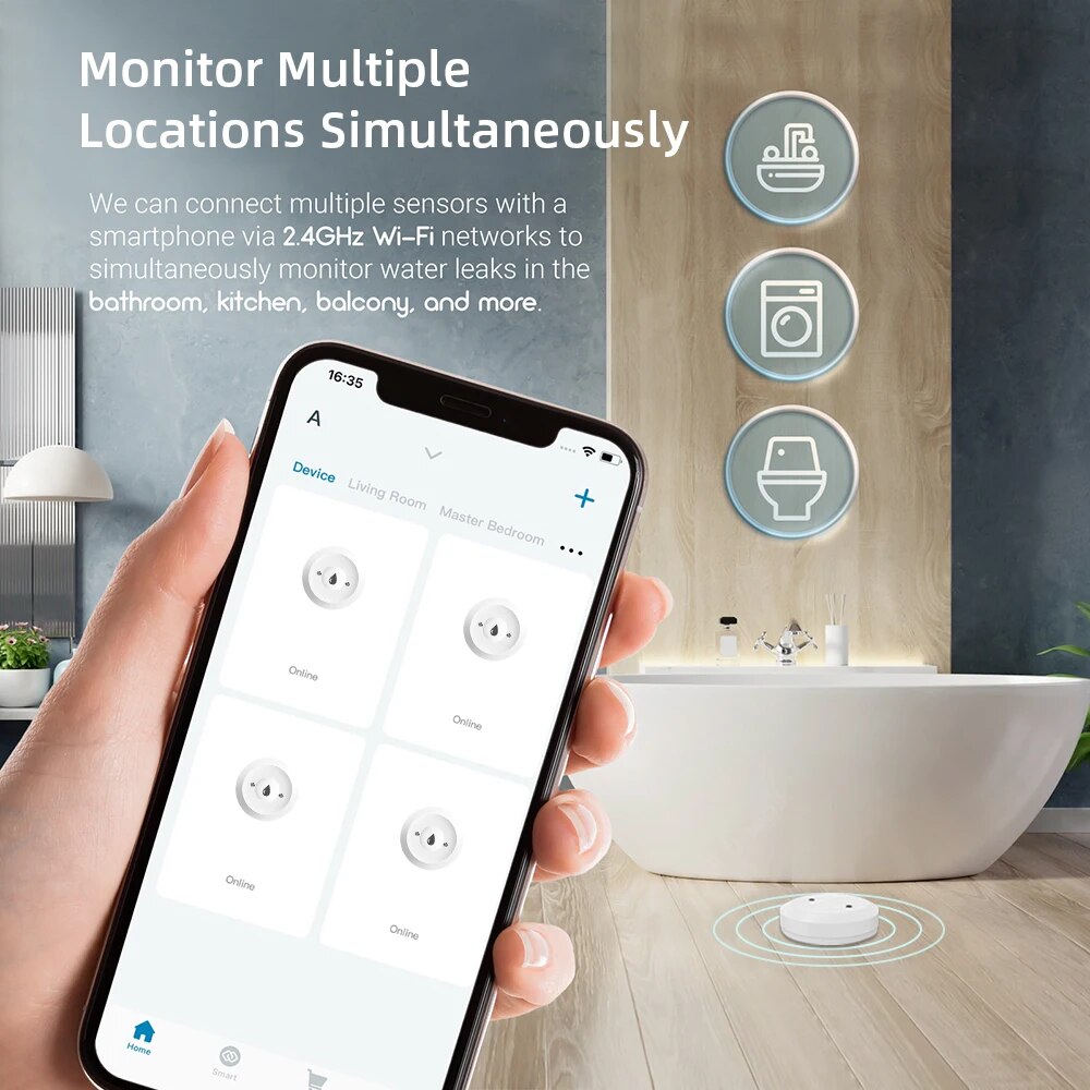 Zigbee Water Leak Sensor for T - Smart Home Green 评论和价格